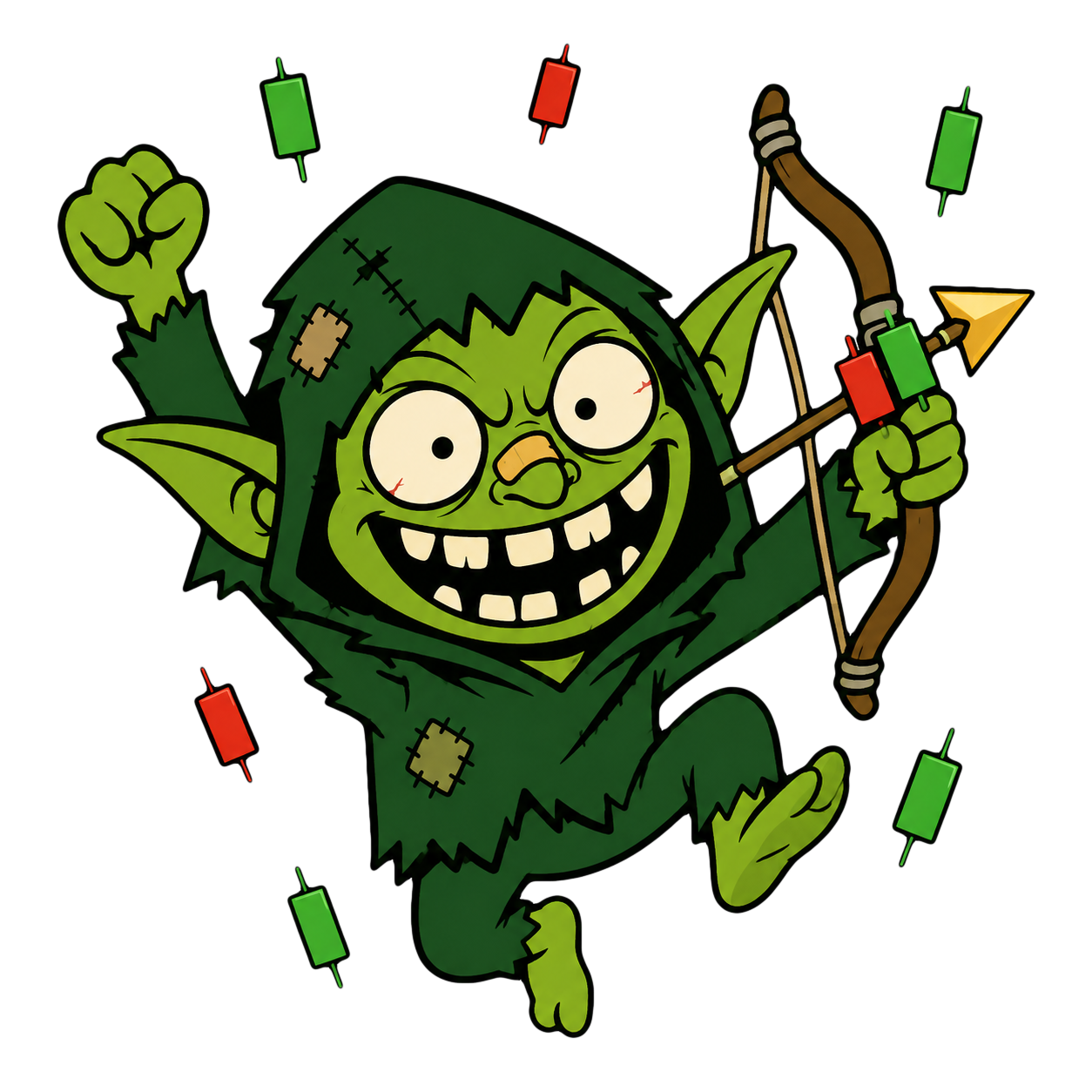 Bowzo runs through red and green candles